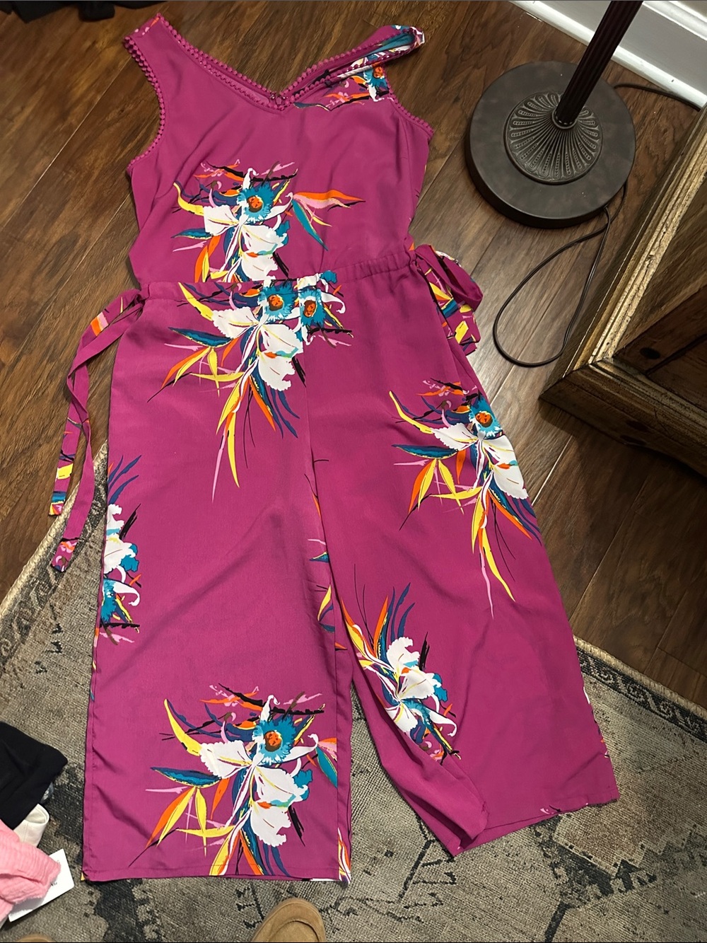 Bright Fuchsia Floral  Jumpsuit